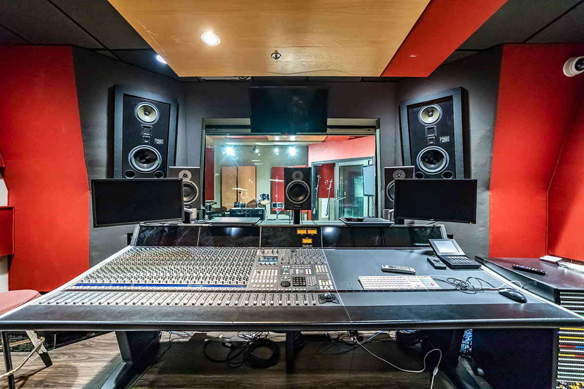 Professional audio control room interior