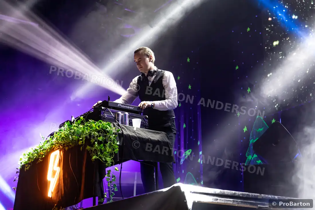 Live music performance under stage lighting