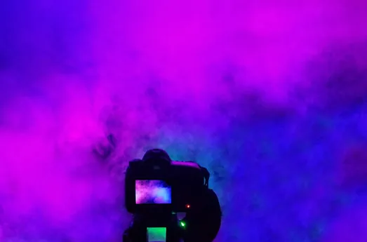 Commercial photography production with dramatic color